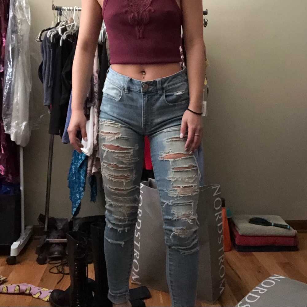 super destressed jeans